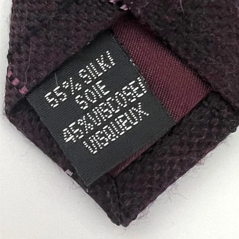Bachrach Mens Silk Necktie Silk Blend Burgundy Diagonal Pinstripes